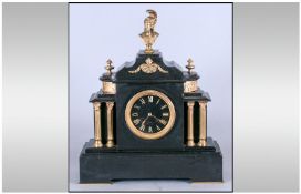 French Fine Quality Marble/Slate And Brass Mantel Clock, in the classical style. Circa 1880's. The