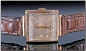 Gents 9ct Gold Rolex Wristwatch, circa 1933, no.50118 3512, silvered dial with raised gold Arabic