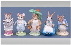 Five Royal Albert Beatrix Potter Figures comprising Gentleman Mouse made a Bow, Tailor of
