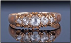 Victorian 18ct Gold Set Five Stone Old Cut Diamond Ring, hallmark Birmingham 1895. Small size.