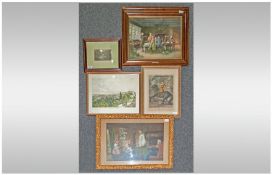 Collection of Five Various Coloured Prints including 'Tavern Scene', 'Visit to Grandma', 'Man on