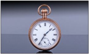 Open Faced Pocket Watch, white enamel dial with Roman numerals. Dennison Watch Case Co Ltd Star,