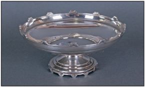 Walker And Hall Attractive Silver Pedestal Bowl, with turret borders to top and base. Hallmark