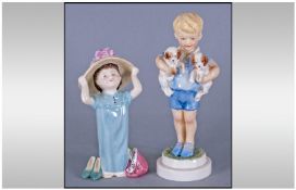 Royal Worcester Figure 'Mondays Childs Is Fair Of Face' 7.25" in height. Together With Royal Doulton