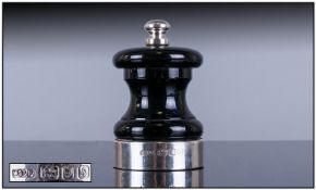 A Silver Mounted And Ebony Peter Piper Peppermill Of Capstan Shape. Fully hallmarked for London