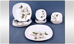 Midwinter DOGWOOD pattern 25 Pieces Of Dinner Plate Service fashion shape design 'Nature Study'.