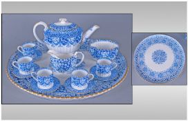 Spode Copeland 14 Piece Tea Set Circa 1885, 'Blue Primrose' pattern 2724. Comprising Large