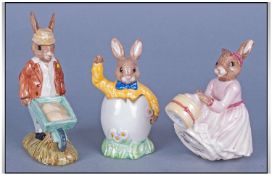 Royal Doulton Bunnykins Figures, 3 In Total. 1, Easter Greetings, DB 149, Height 3.5 inches. 2,