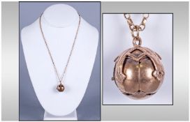 Masonic Vintage 9ct Gold Sphere/Ball Which Opens Out. Fitted on a 9ct gold belcher chain. Marked