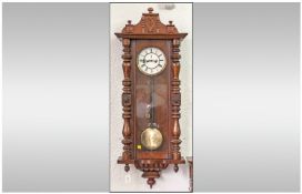 Vienna Mahogany Cased Double Weight Driven Regulator Wall Clock, circa 1880's. With enamel dial. The