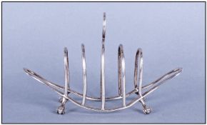 Arts & Crafts Silver 4 Tier Toastrack, Hallmark London 1911, Makers Mark J.F. 3.75" in height, 6.25"