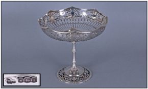 A Very Fine Silver Open Worked Pedestal Bowl, raised on a circular stepped base. 18ozs. Hallmarked