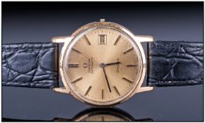 Gents Omega Automatic Wristwatch, gilt dial with striped gilt batons and date aperture, 35mm