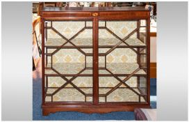 A Mahogany Astral Glazed Display Cabinet with string inlay. On bracket feet. 47 inches wide x 46