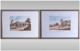 Pair of Coloured Prints Titled 'One Mile from Gretna' and 'A False Alarm on the Road To Gretna'.