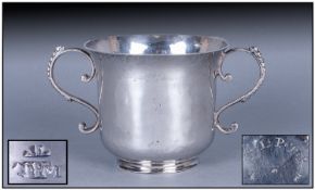 Jersey Channel Islands Early 18th Century Fine Silver Christening Cup, Makers mark T.M. Height 2.5