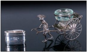 T&Co Late 19th Century Silver Figure/Water Carrier Pulling A Rickshaw. Silver & makers mark to