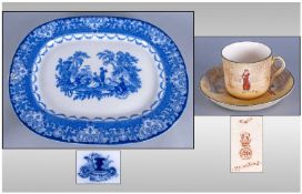 Royal Daulton Fleu Blue Large Meat Platter. 21 inches diameter Central panel depicting Watteau