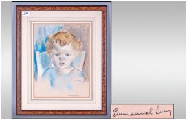 Emmanuel Levy Portrait Of A Young Boy. Pastel and watercolour. Signed. 13 x 9.5 inches. Wash line