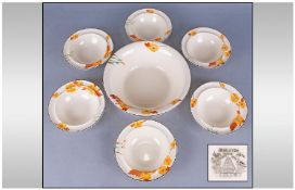 Burleigh Ware Set Of Six Fruit Bowls together with 1 large bowl. (7 in total)