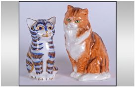 Royal Worcester Figure Of A Cat, Model number 3615. Together with a Royal Crown Derby cat