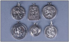 Collection Of Six Various Designed Silver St Christopher Pendants