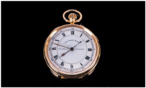 Edwardian 18ct Gold Open Faced Chronograph Pocket Watch, of good quality and condition. Hallmark