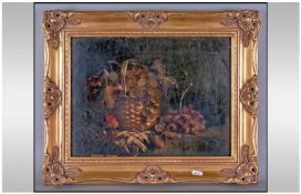 Victorian Gilt Framed Oil Painting On Canvas. Unsigned. 15 x 11 inches.