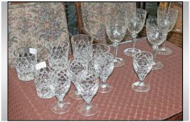 Set of Five Heavy Cut Glass Whisky Tumblers, star cut bases. Together with a set of similar small
