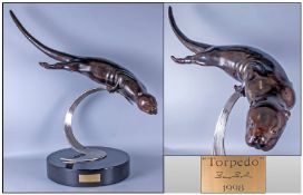 Barney Boller (1973) Original Bronze Sculpture Titled "Torpedo" Only 5 cast and then mould broken,