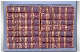 Set Of 14 Miniature Sized Leather Bound Books Of Percy Anecdotes, Part of a 20 set volume by