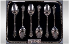 1920s Boxed Set Of Silver Teaspoons. Hallmark Sheffield 1924, makers mark J.S&S.