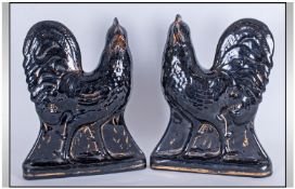 Staffordshire Pair Of Jack Field Black Cockerel Figures. Each 12 inches high. Excellent condition.