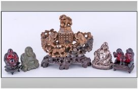 Small Miscellaneous Oriental  Lot comprising small laughing figure of a Budhha in white metal,