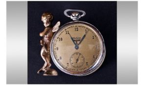 German Military Interest. Glashutte 1936 Berlin Olympic Games Souvenir/Presentation Clock. Gilt Dial