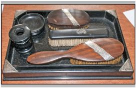 Silver & Wooden Dressing Table Set. Fully Hallmarked 1901/2.