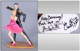 Strictly Ballroom Porcelain Figure, by The Leonardo Collection. Dancing Couple on  Plinth, Signed to