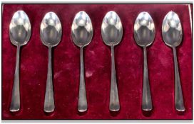 British Hallmarks Boxed Set Of Six Silver Teaspoons Hallmarks for London, Birmingham, Sheffield,