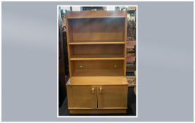 Retro Style Bleached Elm G Plan Cabinet with open shelved top an double doors below. 32 inches wide