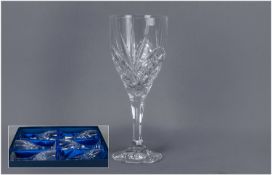 Boxed Set Of Six Rockingham Crystal Large Wine Glasses,