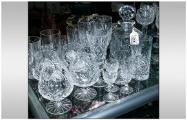 Edinburgh Crystal Thistle Design Decanter Together With Various glasses