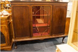 Large Edwardian Mahogany Side Cabinet with an astral glazed central door and tow cupboards to the