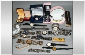 Mixed Lot Comprising Cufflinks, Low Value Wristwatches, Parker Pen, Lighter Etc.