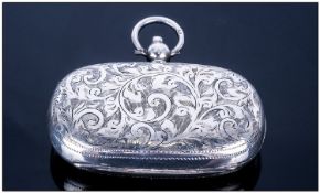 Edwardian Fine Silver - Spring / Hinged Sovereign and Half Sovereign Holder. Engraved Decoration,