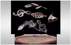 Collection Of Costume Jewellery Mostly Brooches, Odd Silver, One In 9ct Together With A Pair Of
