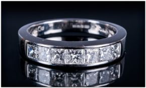 18ct White Gold Eternity Ring, 7 Channel Set Princess Cut Diamonds, Estimated Diamond Weight 1.00ct