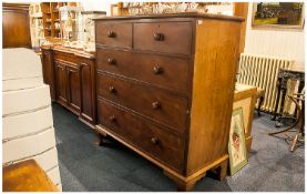 Large Mahogany Chest of Drawers with 2 small drawers over 3 large ones. On large OG Feet. 54 inches