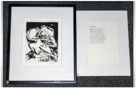 Framed Contemporary Abstract Dry Point Etchings After Artist John Bellamy. Pencil signed to the