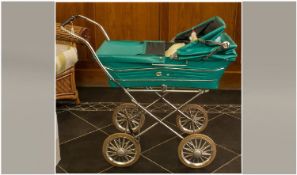 Vintage Swallow Child`s Pram, with bedding & original toy. With raincover & hood