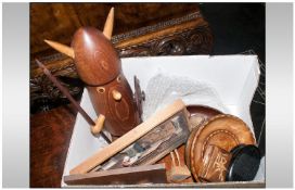 Danish Wooden Viking Figure together with various Wooden Items including Spanish tourist figures,